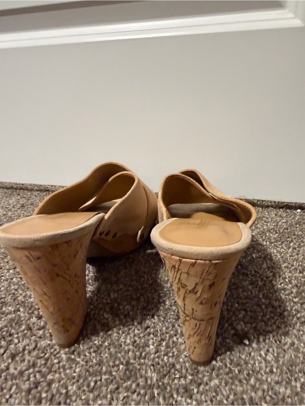 Nine West Tan Suede Crossover Wedge Mules - Picture 3 of 5